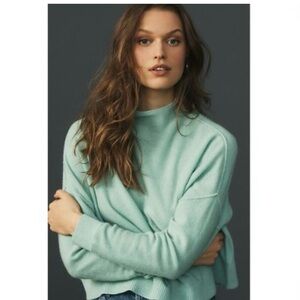 Anthropologie Pilcro | Women's Mint "The Alani" Cashmere Mock-Neck Sweater